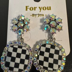 Iridescent AB Checkered Earrings
